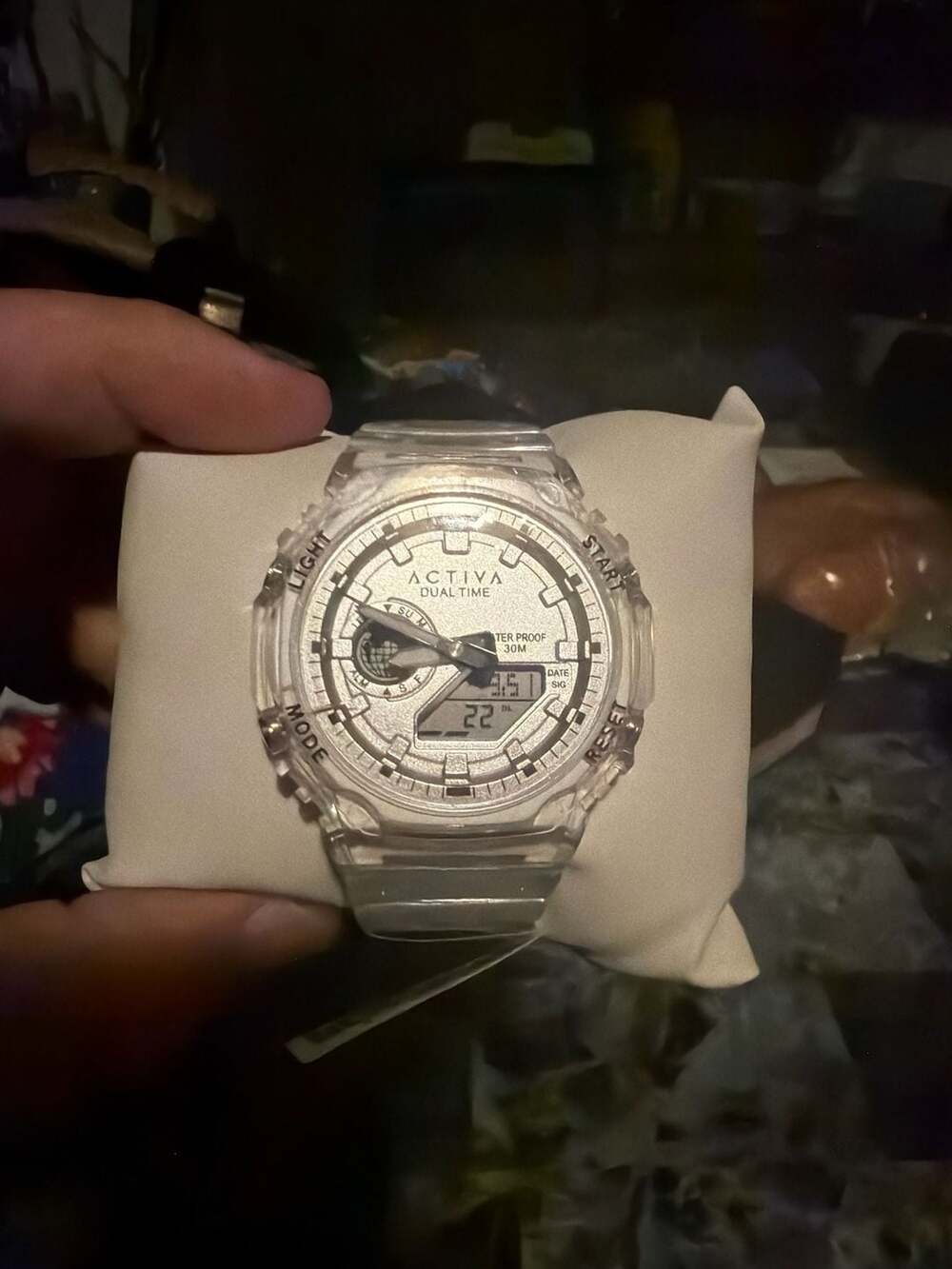 Activa Dual Time Clear Transparent Resin Analog-Digital Watch brand new